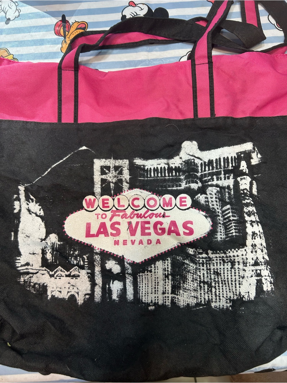 Las Vegas Pink & Black Canvas Tote Bag